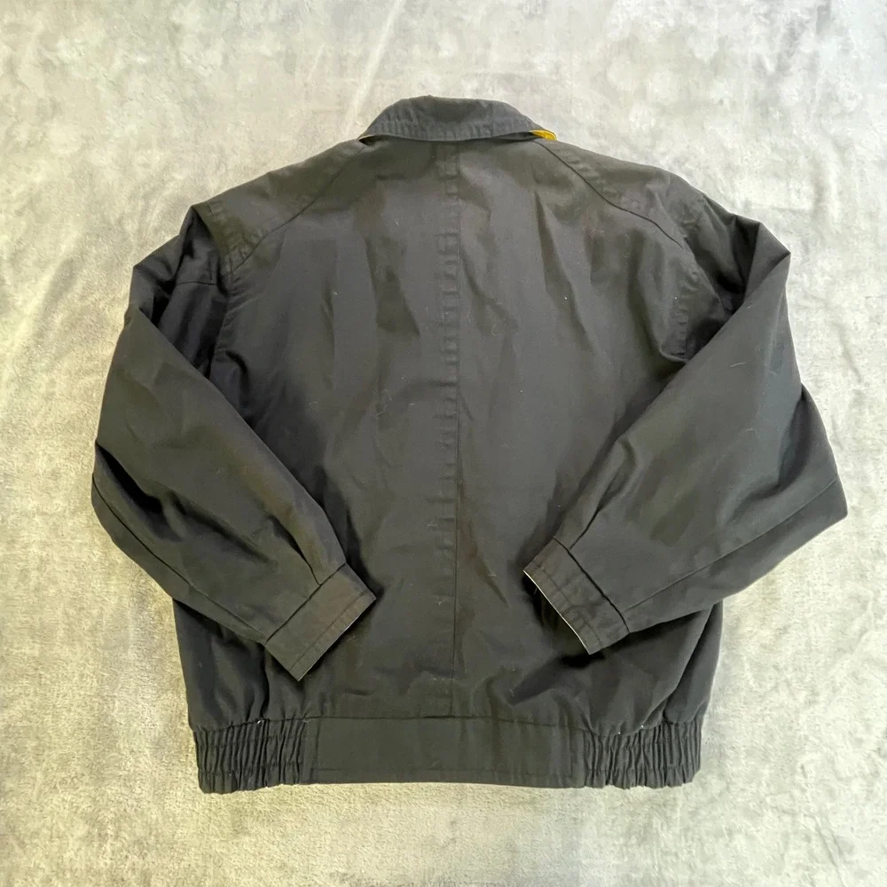 London Fog Bomber‎ Jacket Women Medium Black Vintage Towne Zip Up Lightweight